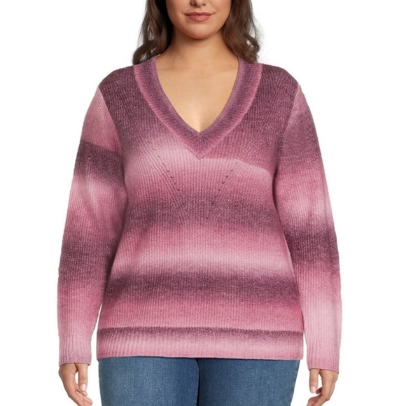 Terra & Sky Pink Ombre Textured Pullover Sweater Size 2X - Picture 1 of 13